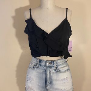 Black ruffle tank
